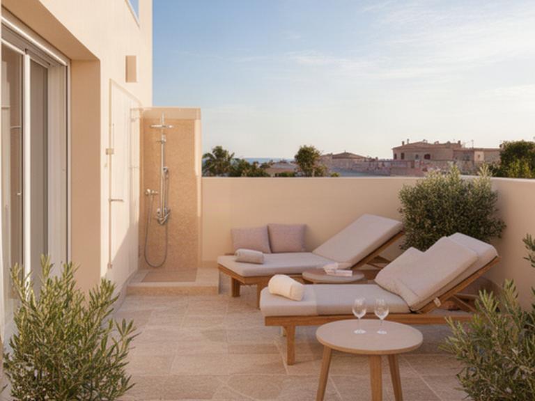 Loft Brisa en Vinaròs con terraza privada, tumbonas y ducha exterior